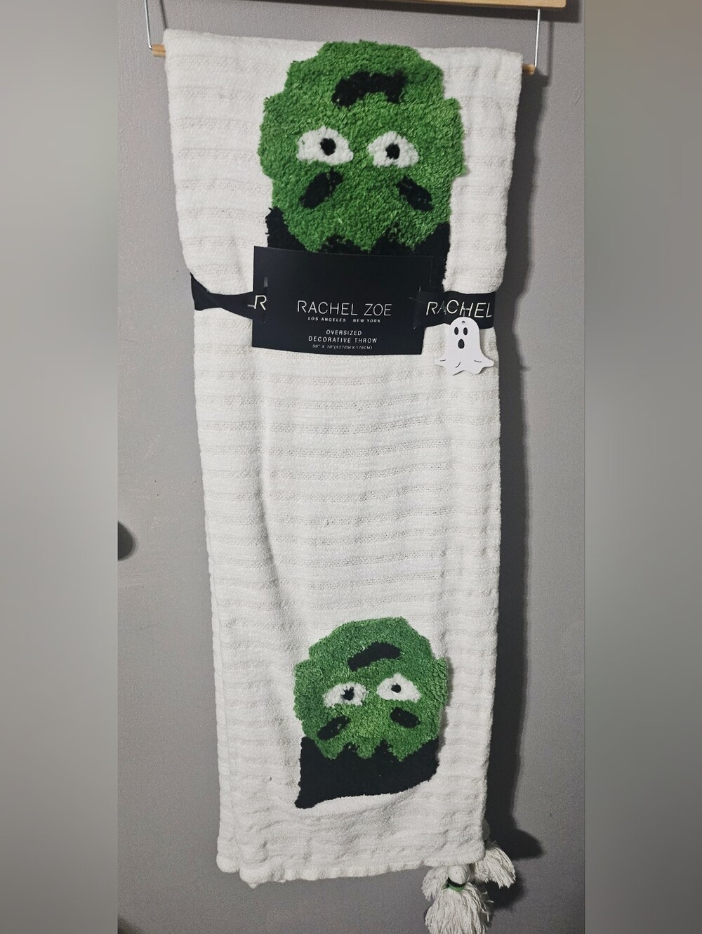 RARE Rachel Zoe Oversized Halloween Frakenstein Decorative Throw 50 x 70 NWT